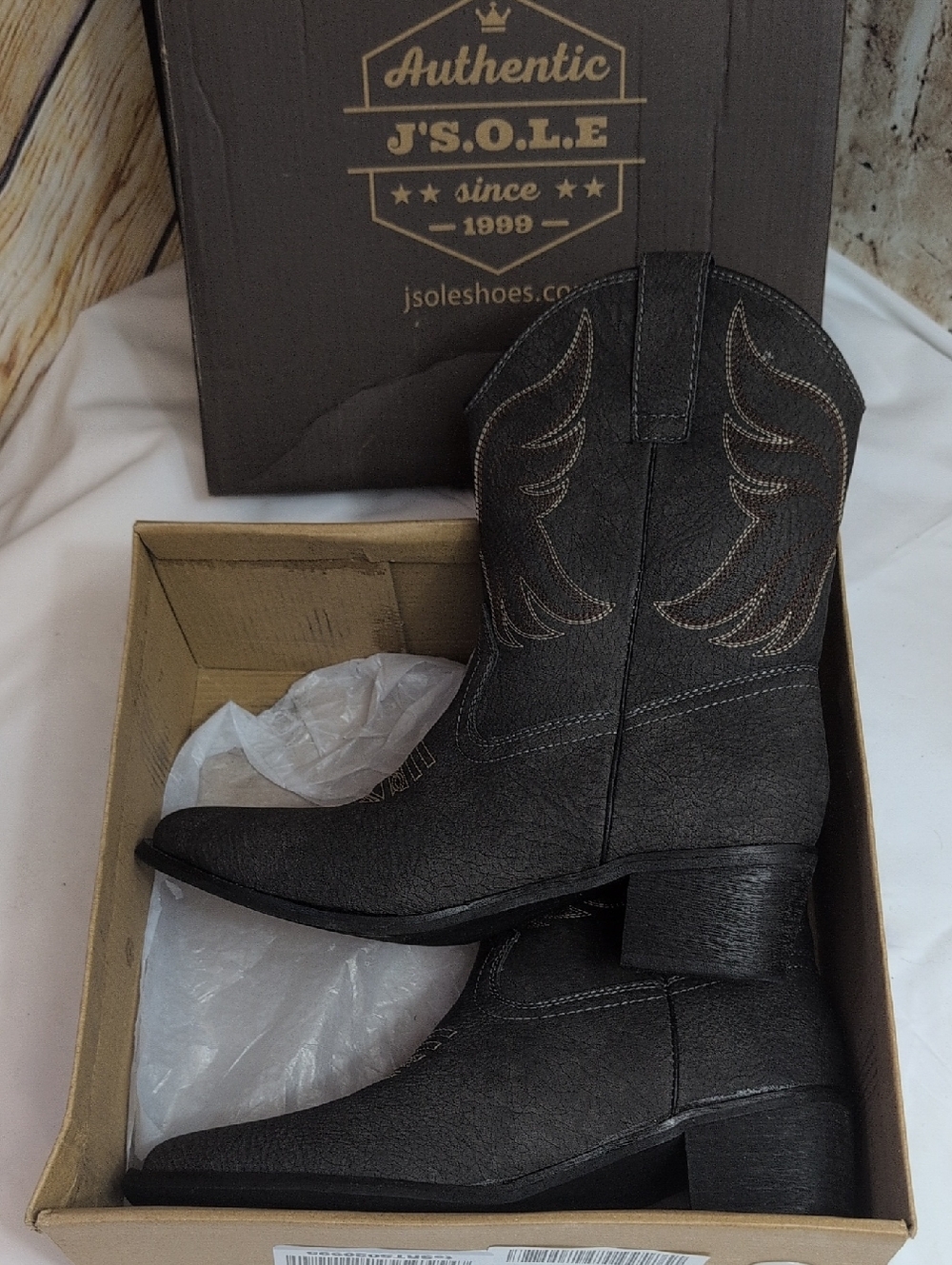 J's.O.Le Black Western Ankle Booties Size 7.5